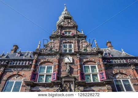 Facade of the town hall in Bolsward Netherlands