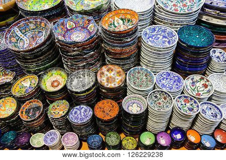 Turkish Ceramics in Grand Bazaar Istanbul City Turkey
