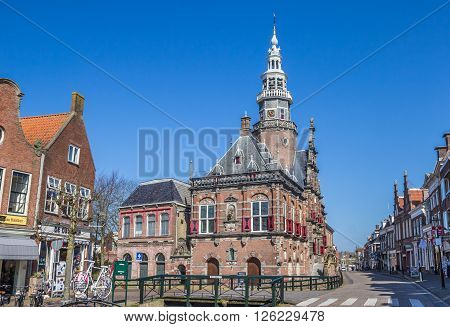 BOLSWARD, NETHERLANDS - APRIL 11, 2016: Town hall in the historical city Bolsward, Holland