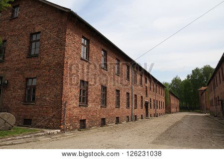 Oswiecim, Poland - May 09, 2015: Buildings In Former Nazi Concentration Camp Auschwitz I, Poland