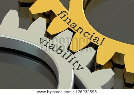 Financial Viability concept on the gearwheels 3D rendering