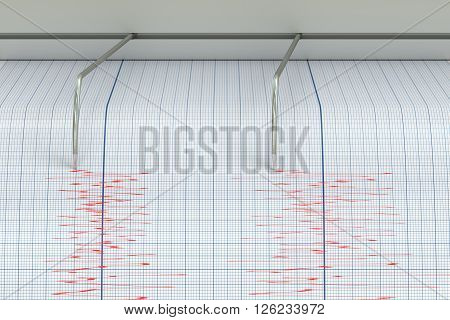Seismograph Earthquake Activity concept with seismometer, 3D rendering