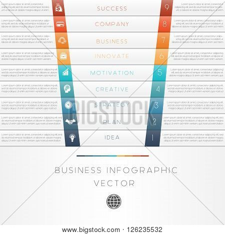 Vector illustration template of business infographic numbered nine position