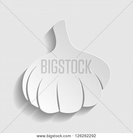 Garlic simple icon. Paper style icon with shadow on gray