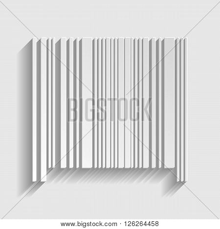 Bar code icon. Paper style icon with shadow on gray