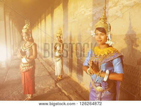 Traditional Aspara Dancers Cambodia Concept