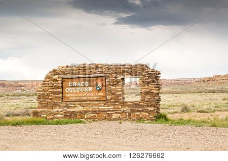 Chaco Culture National Historical Park. World Heritage Site.