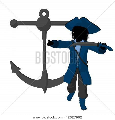 Adolescente pirata ilustração silhueta