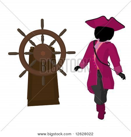 Adolescente pirata ilustração silhueta