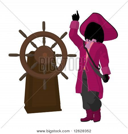 Adolescente pirata ilustração silhueta
