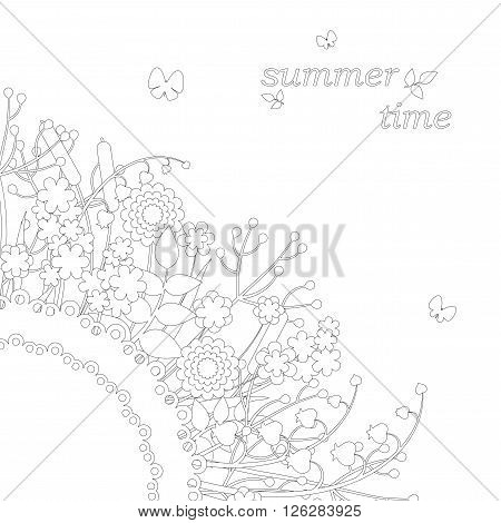 black and white bouquet, monochrome, vector illustration