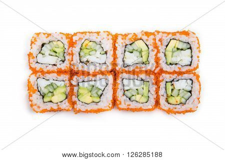 Japanese traditional food rolls on white background