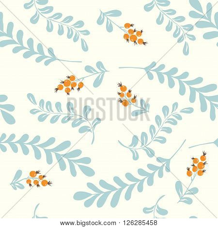 Forest herbs and berries. floral seamless pattern