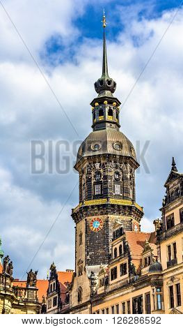 Hausmannsturm tower at Dresden castle in Germany, Saxony
