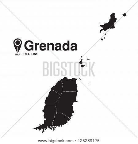 Grenada map regions. vector map silhouette of Grenada