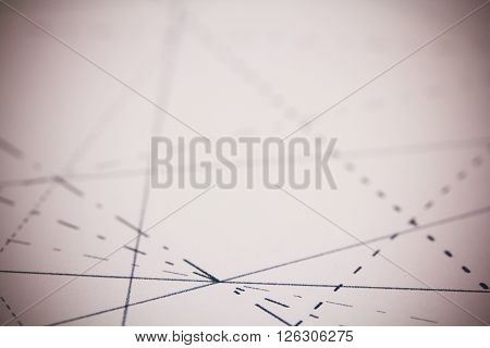 Black Pins In Paper Linked By Lines