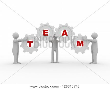 Teamwork concept with gears on white bacground