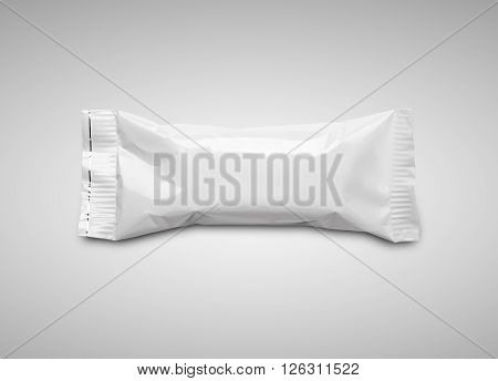 White Blank Plastic Pouch Food Packaging On Gray