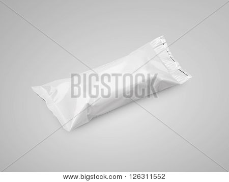 White Blank Plastic Pouch Food Packaging On Gray