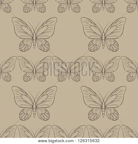 realistic background of colorful butterflies. summer flying insects set for greeting cards and scrapbook seamless pattern