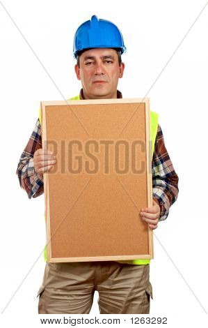 Boş Corkboard Holding inşaat işçisi