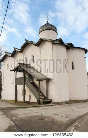 Veliky Novgorod, Russia - 12 March, Church Myrrhbearers Yaroslav's Court, 12 March, 2016.
Architectural tourist complex of Novgorod Yaroslav's Court.