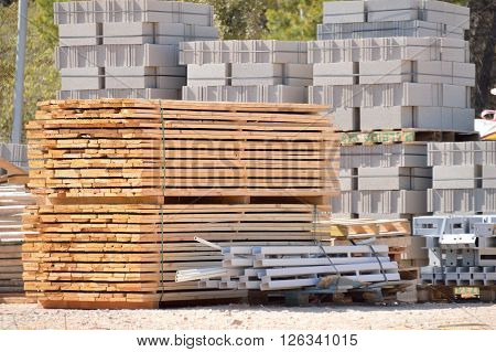 group of new construction materials for buildings