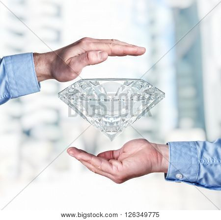 humand hands and 3d huge diamond classic cut