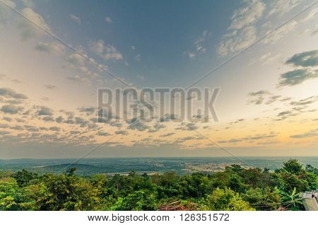 Mountain landscape in the morning view from Wat Tham Pha Daen in Sakon Nakhon Thailand