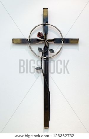 URSBERG, GERMANY - JUNE 09: Cross, Dominikus Ringeisen Werks in Ursberg, Germany on June 09, 2015.