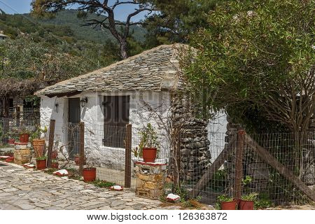 Old stone house in village of Aliki,Thassos island,  East Macedonia and Thrace, Greece