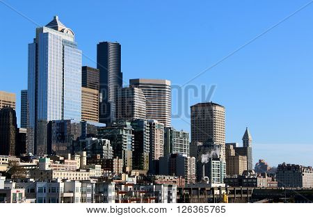 City skyline of downtown Seattle, Washington State.