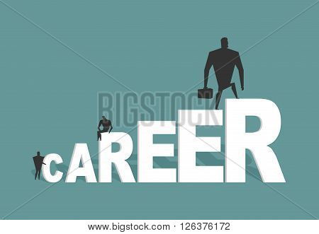 Career. Achieve Improve On Job. Businessman Goes To Spell. Winner In Work. Successful Promotion In O