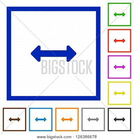 Set of color square framed Resize horizontal flat icons on white background