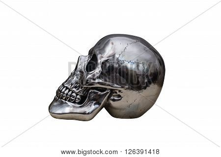 metal chrome skull isolated on white background