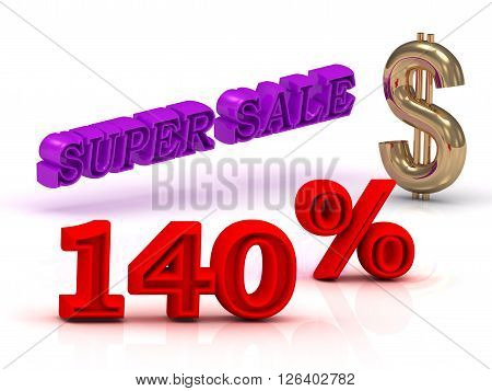 140 PERSENT SUPER SALE business icon keywords gold dollar isolated on white background