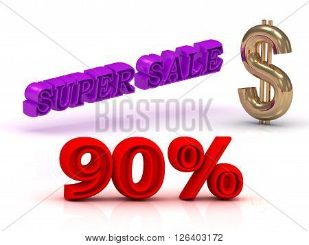 90 PERSENT SUPER SALE business icon keywords gold dollar isolated on white background