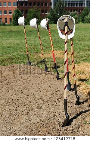 shovels for ceremony of building ground breaking