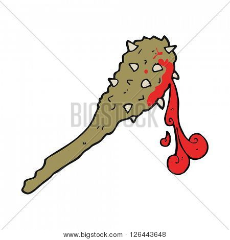 freehand drawn cartoon bloody stone age club
