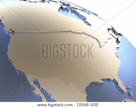 Usa On Metallic Earth