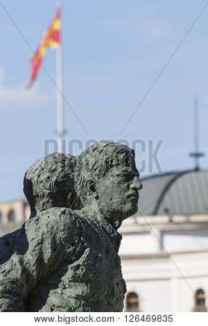 Monument of the Boatmen of Salonica in Skopje - Macedonia