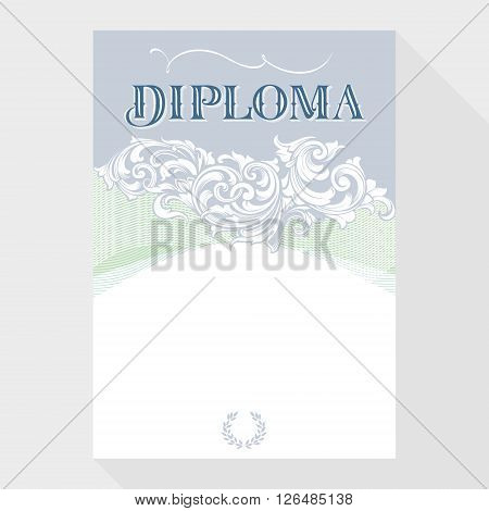 Diploma design template in baroque style vertical format