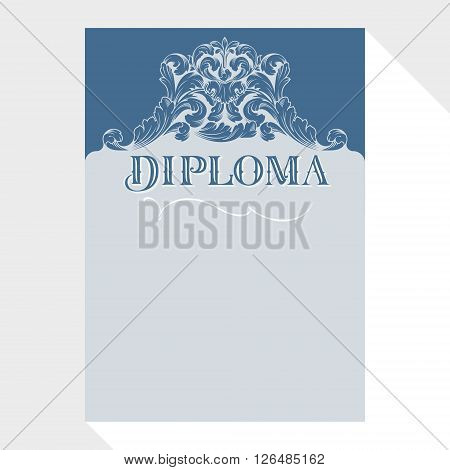 Diploma design template in baroque style vertical format