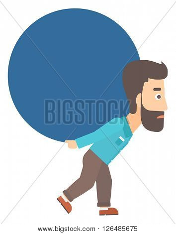Man carrying big ball.