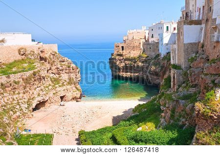 Panoramic view of Polignano. Puglia. Southern Italy.