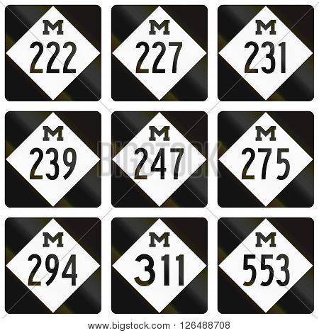 Collection Of Michigan Route Shields Used In The United States