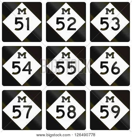 Collection Of Michigan Route Shields Used In The United States