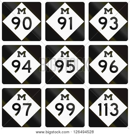 Collection Of Michigan Route Shields Used In The United States