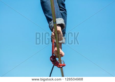 Slacklining is a practice in balance