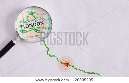 Concept Travel Route Destined For London